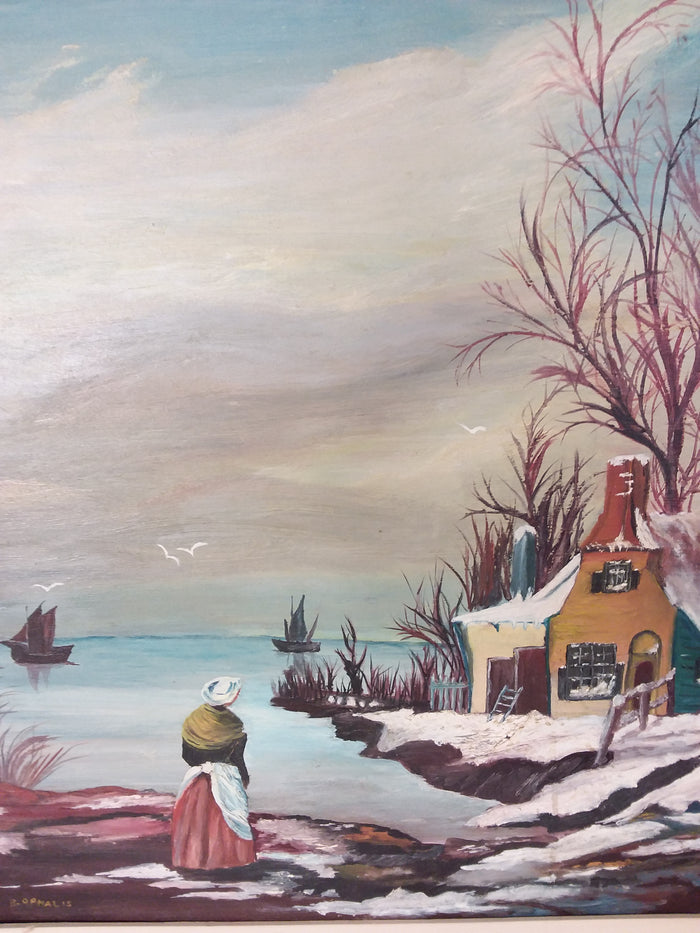 Winter Scene Painting by B. Opmalis