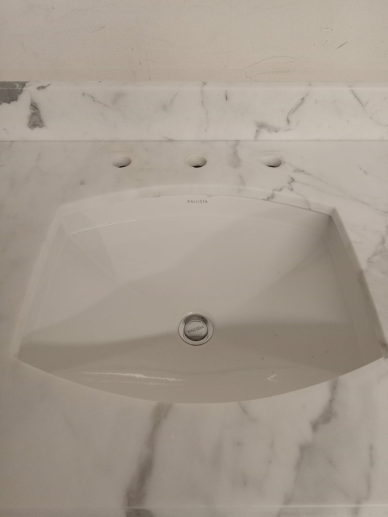 71"W Double Sink Wall Mounted Marble Vanity