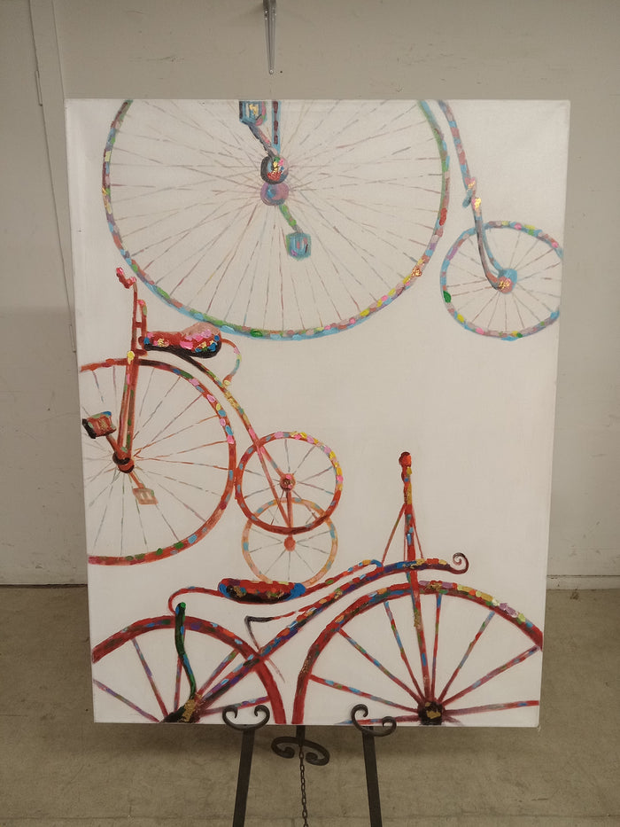 35.5" x 47.25" Multicoloured Bicycle Wall Art
