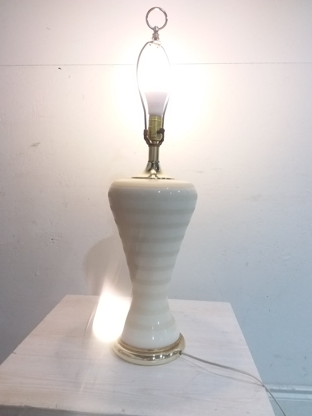 Cream Striped Glass Lamp Base