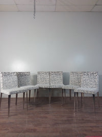 Set of 6 Blue Vine White Chairs