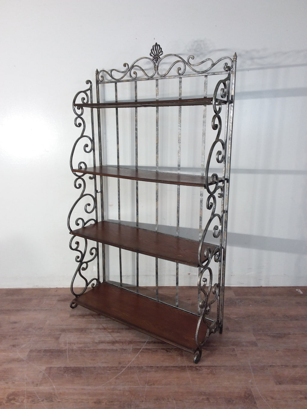Wrought Iron Bakers Rack With Wood Shelves