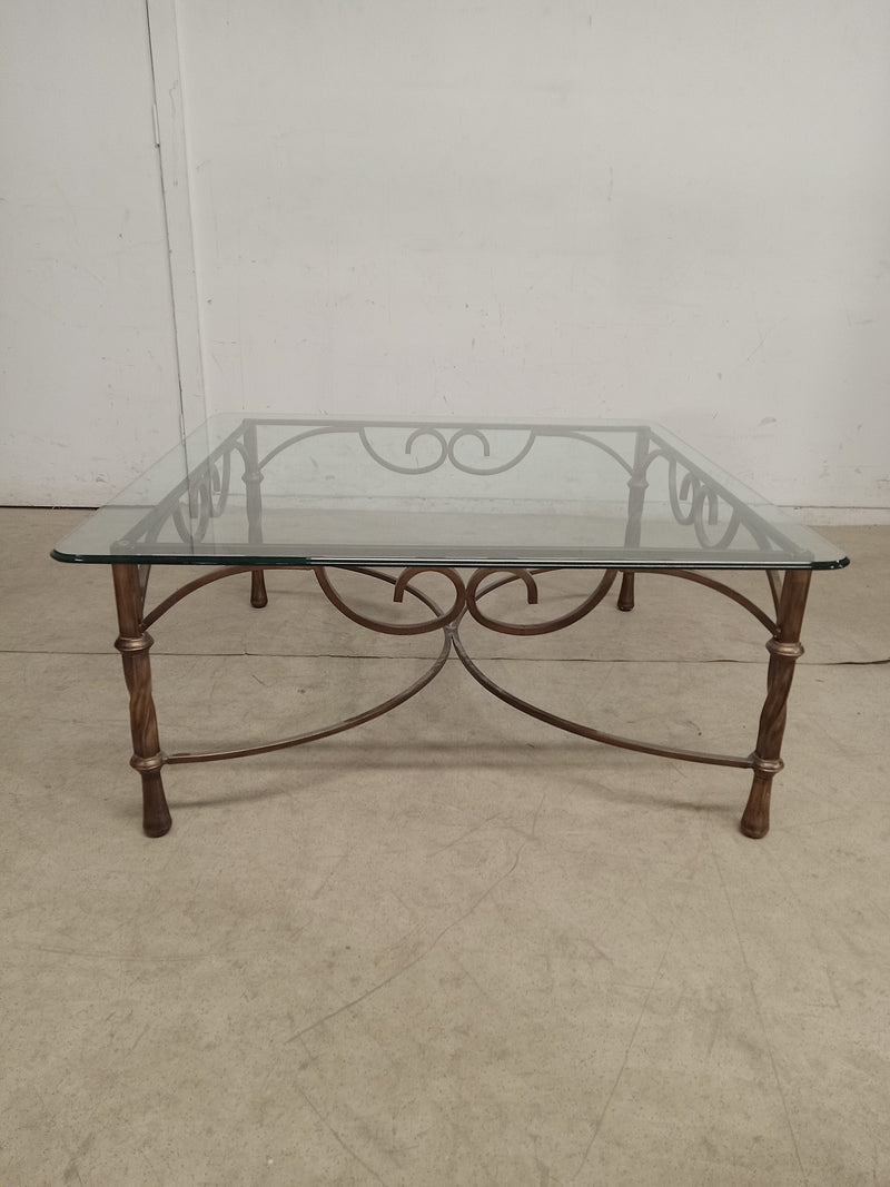39"W Large Decorative Glass Coffee Table