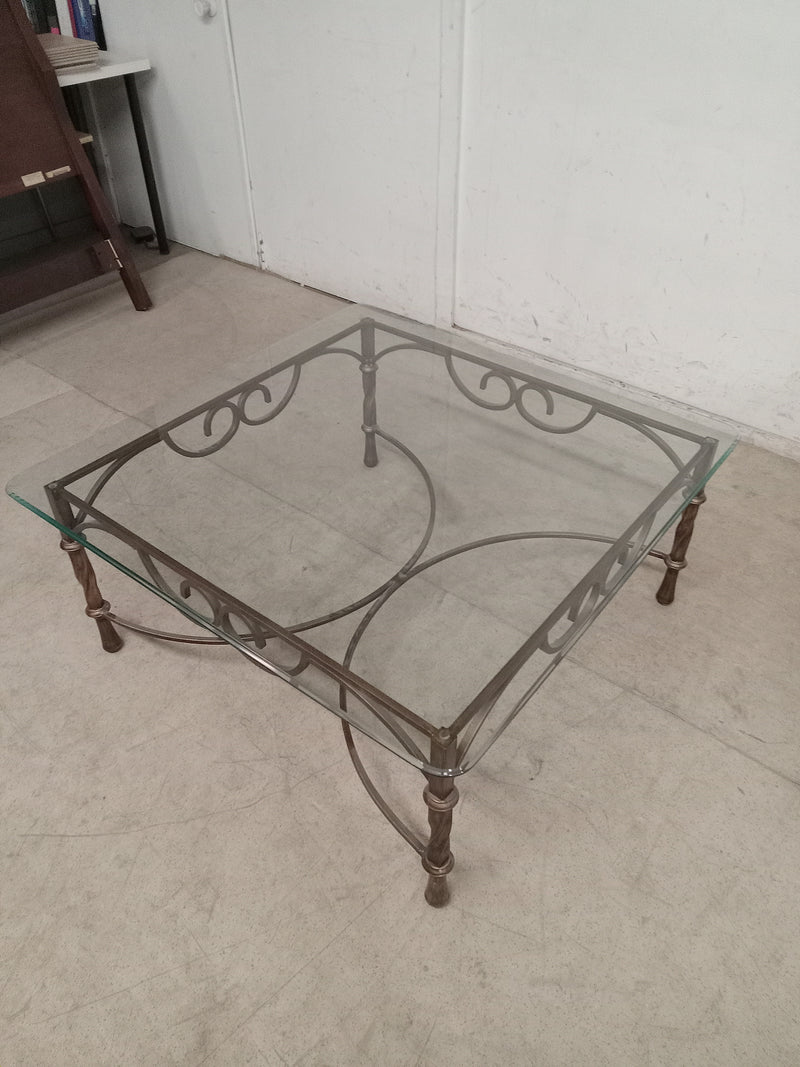 39"W Large Decorative Glass Coffee Table