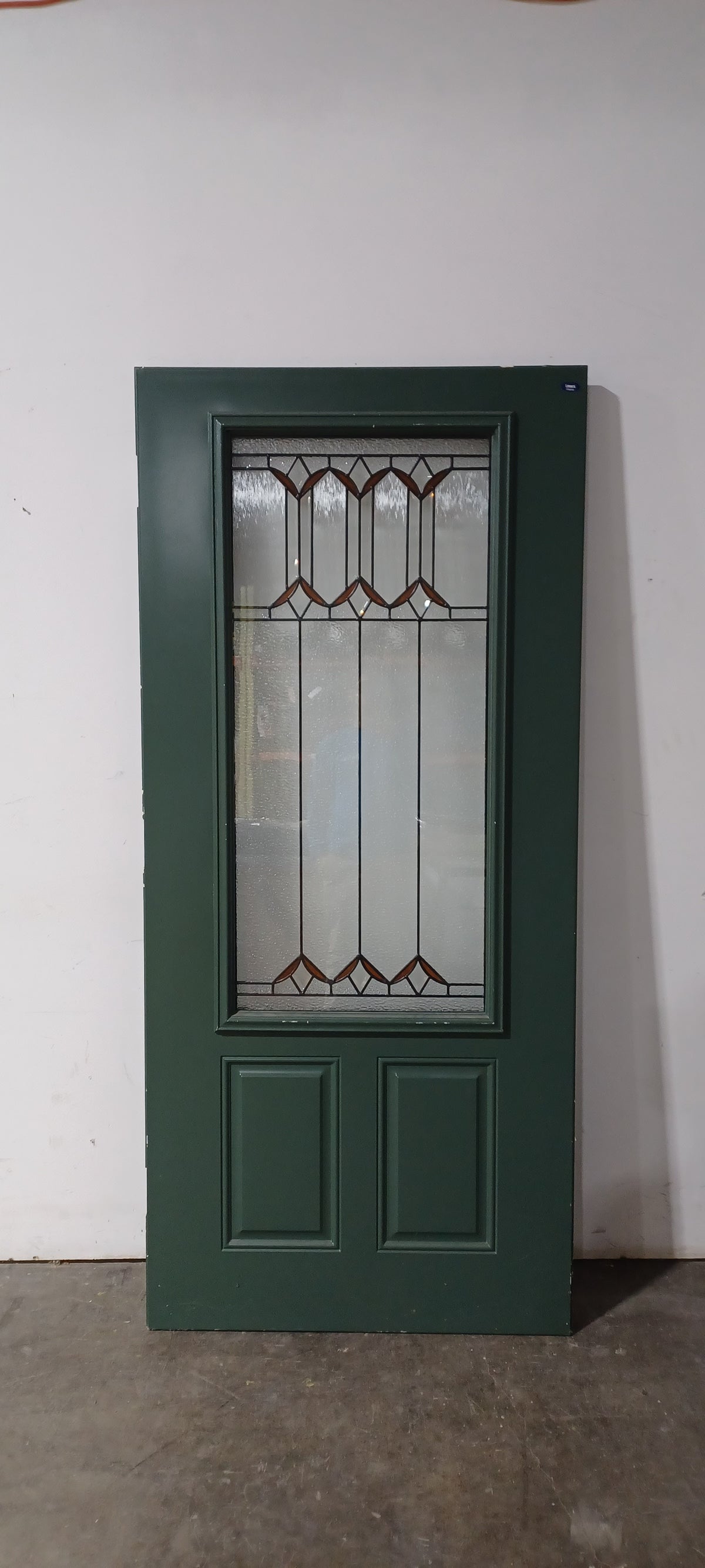 39.5"W x 79"H Green Exterior Door w/ Glass