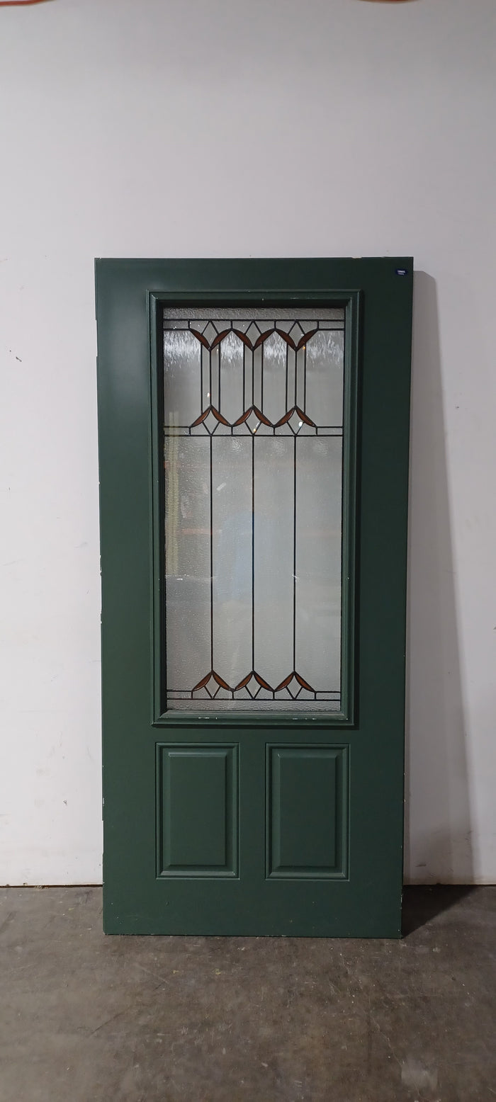 36"W x 79"H Green Exterior Door w/ Glass