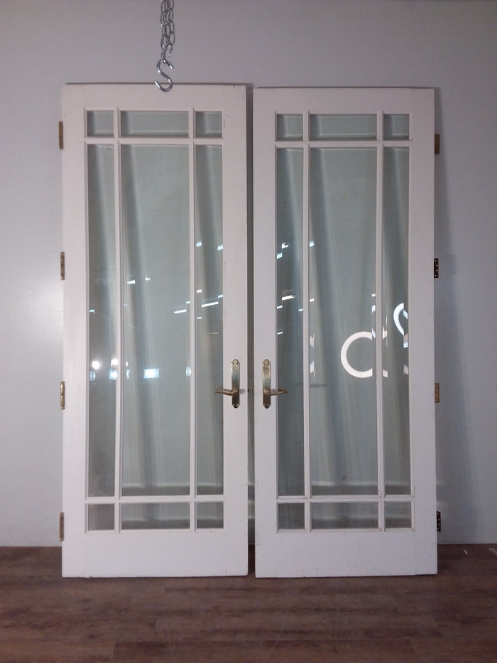Pair of 96 Inch Tall White Glass Doors