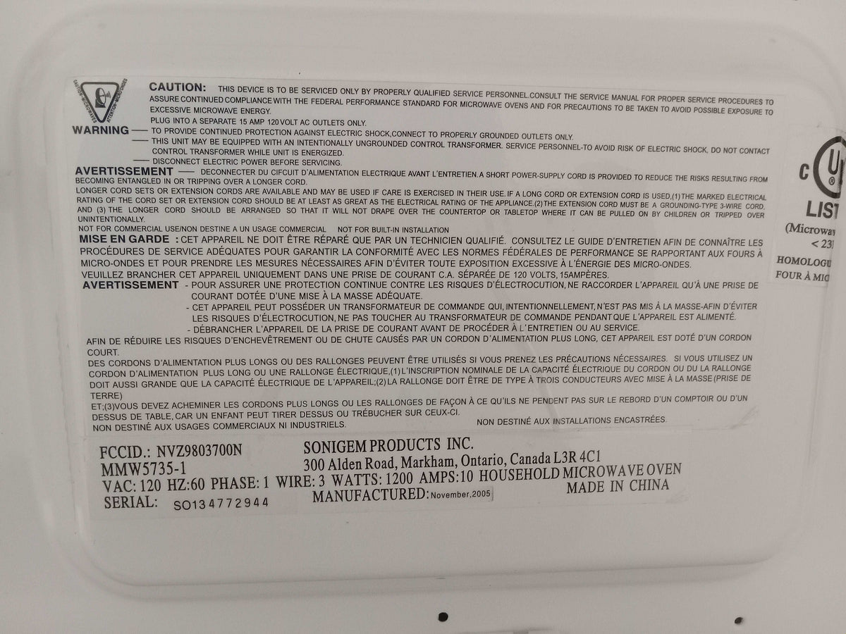 18"W Magnasonic Microwave Oven