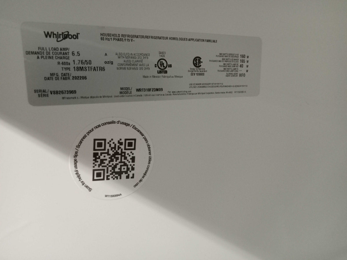 29.75"W Stainless Steel Whirlpool Top Mount Refrigerator