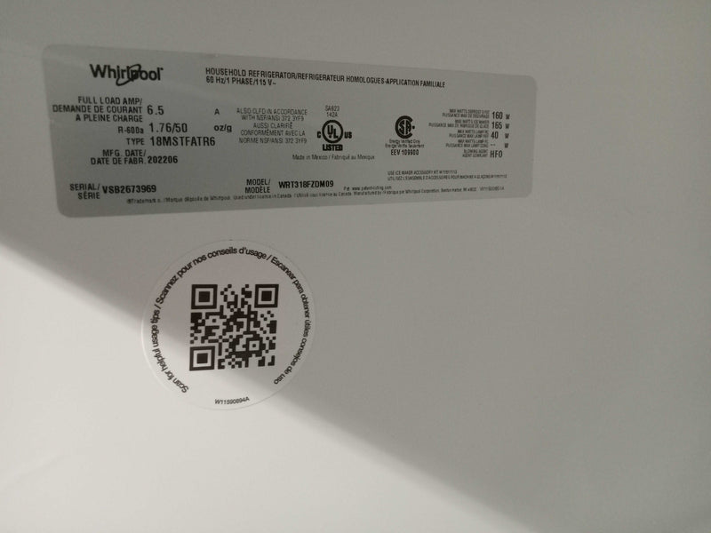29.75"W Stainless Steel Whirlpool Top Mount Refrigerator