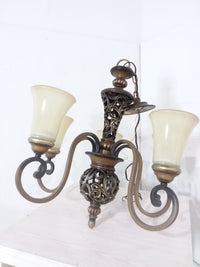 5 Light Ornate Brass Chandelier