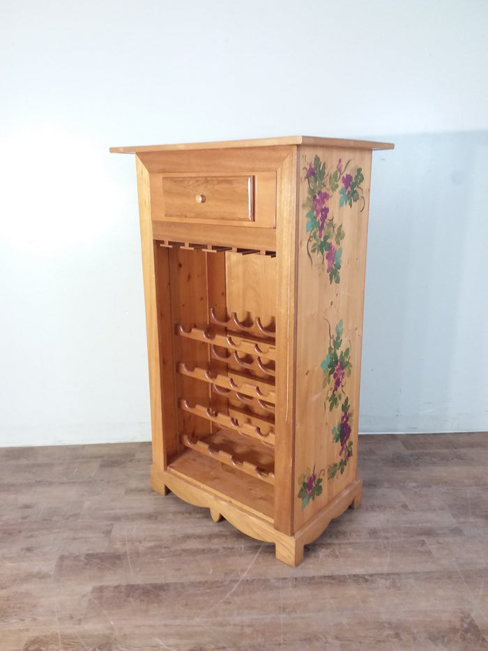 Hand-Painted Pine Wine Cabinet