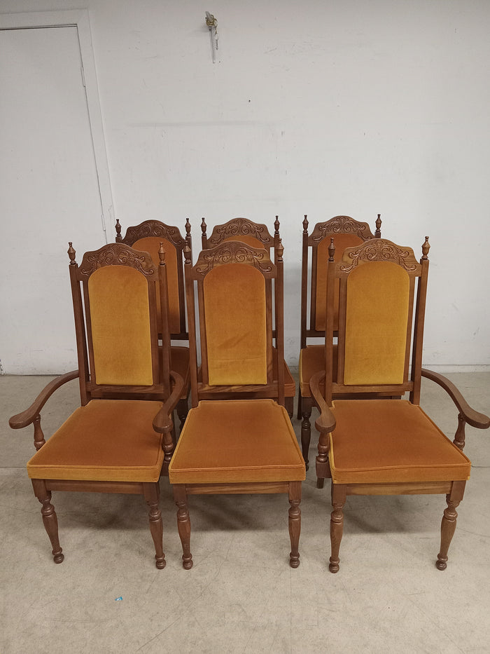 Set of 6 18"W Solid Wood Golden Dining Chairs