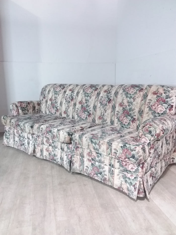 80's Floral Pattern 3 Seater Sofa