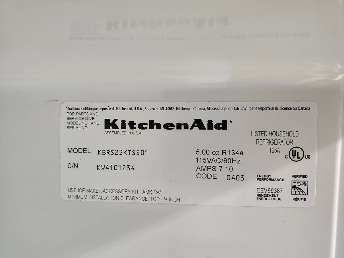 33"W Stainless Steel Kitchen Aid Fridge