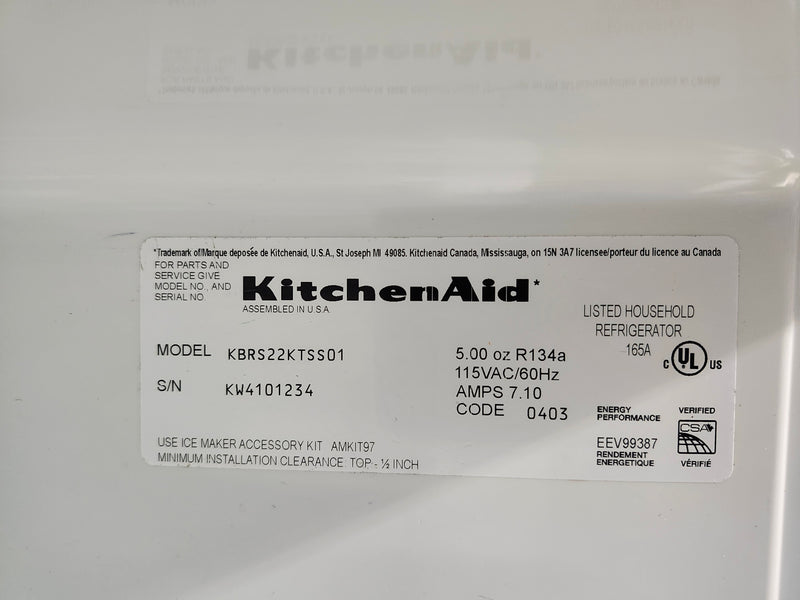33"W Stainless Steel Kitchen Aid Fridge