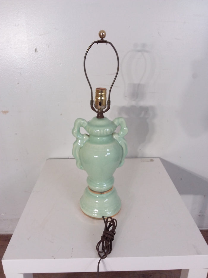 Green Ornate Table Lamp-No Shade