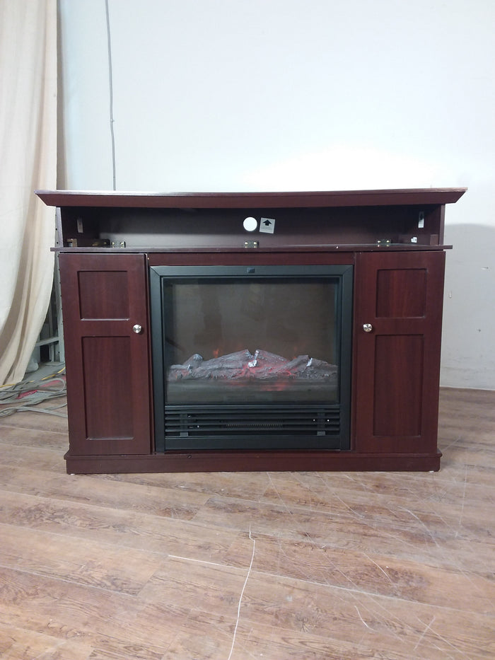 Dark Mahogany Veneer Fireplace