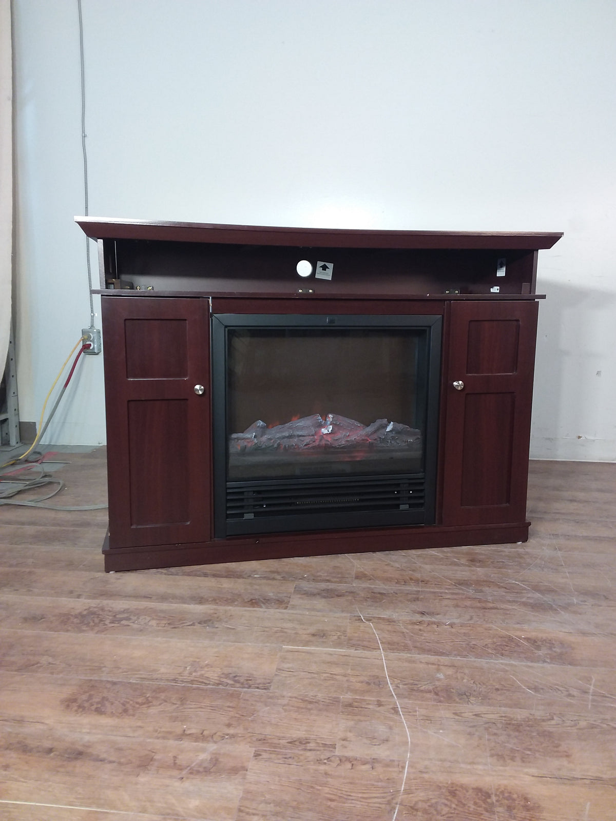 Dark Mahogany Veneer Fireplace
