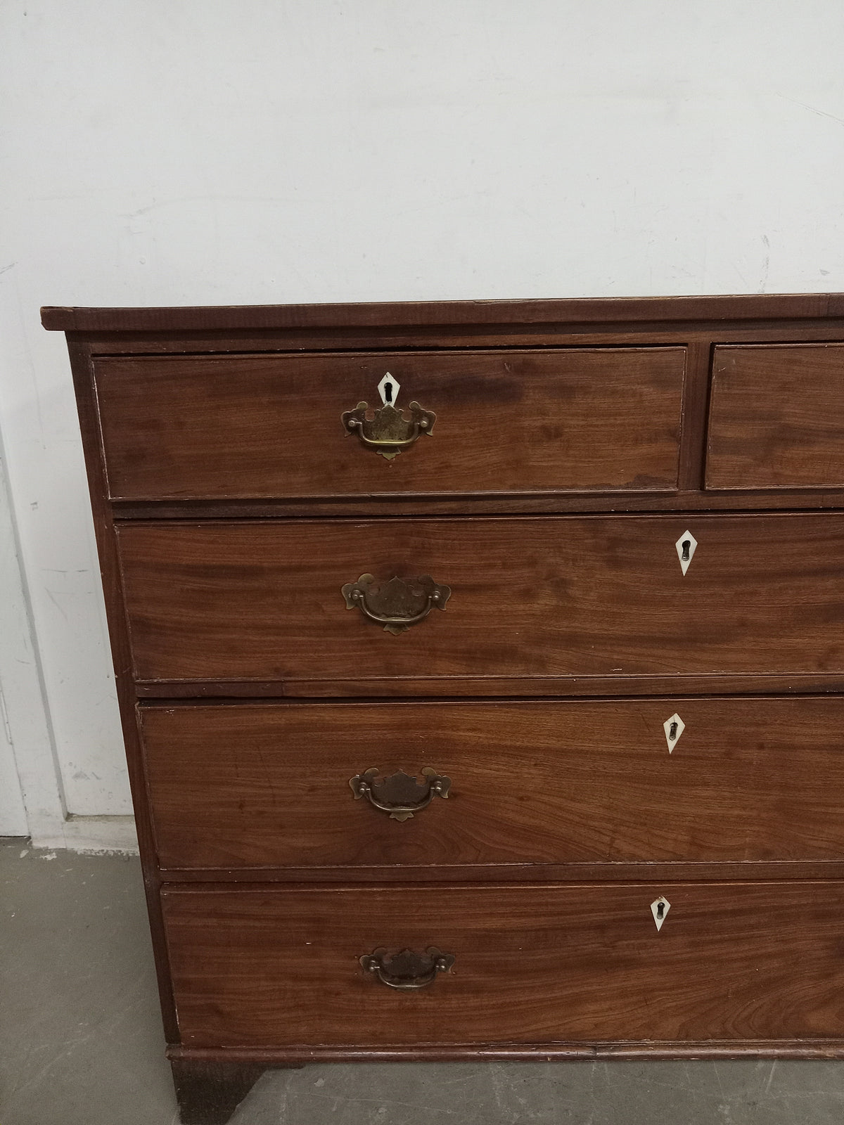 45"W Antique Mahogany Inlaid Chest of Drawers