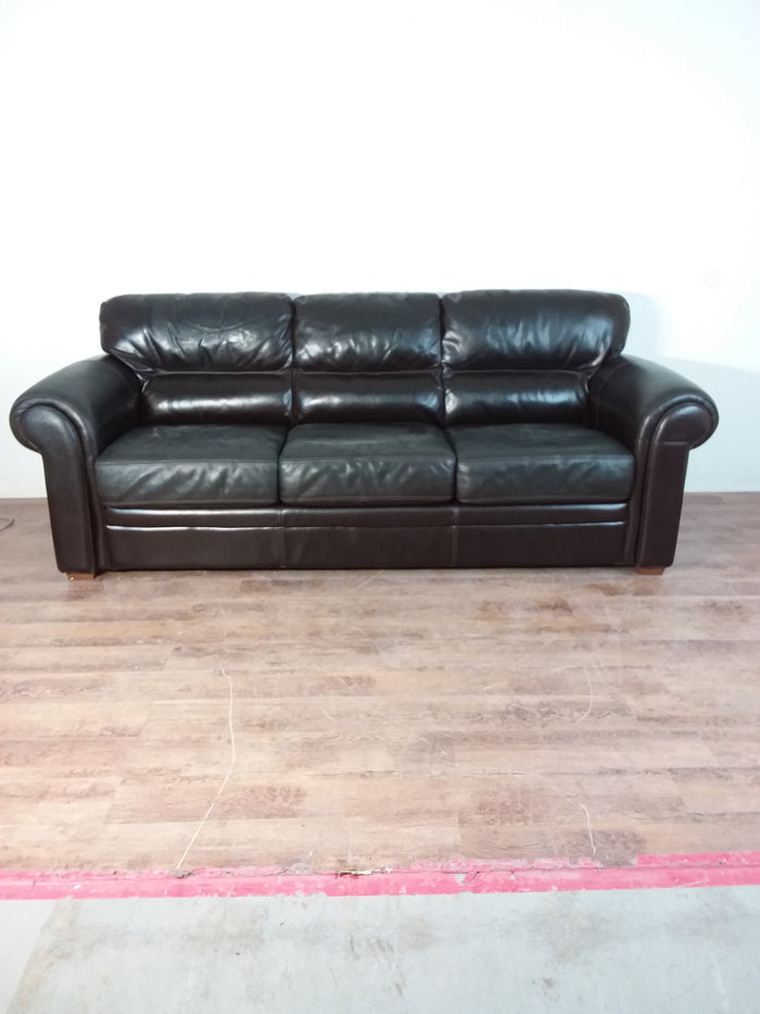 Deep Brown Leather Sofa