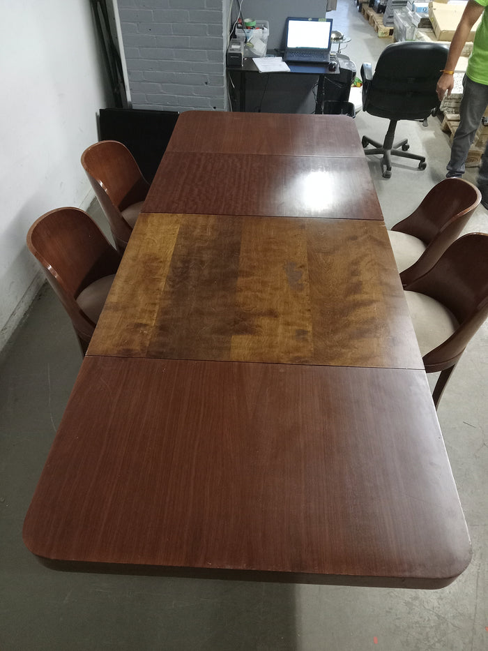 Midcentury Solid Wood Adjustable Table w/ 4 Chairs
