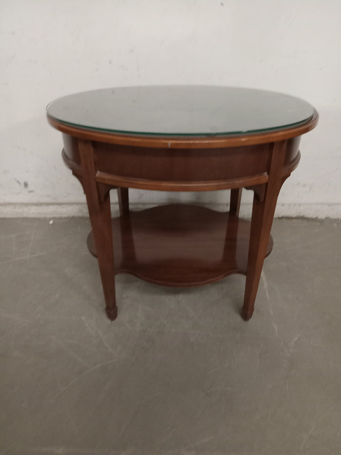 27"W Two Tier Solid Wood Side Table