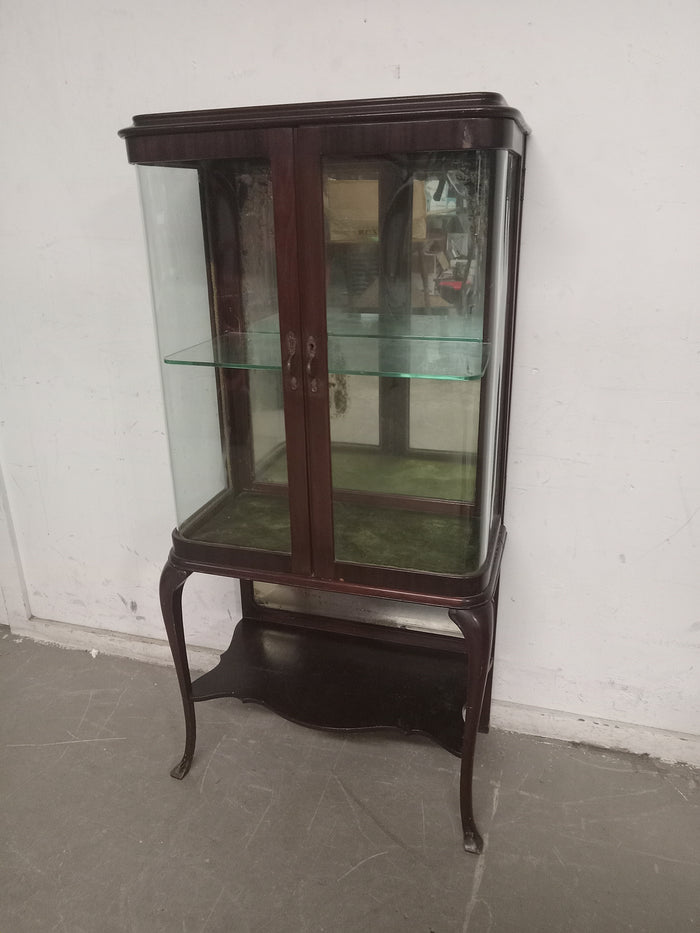 24"W Antique Glass Curio Cabinet