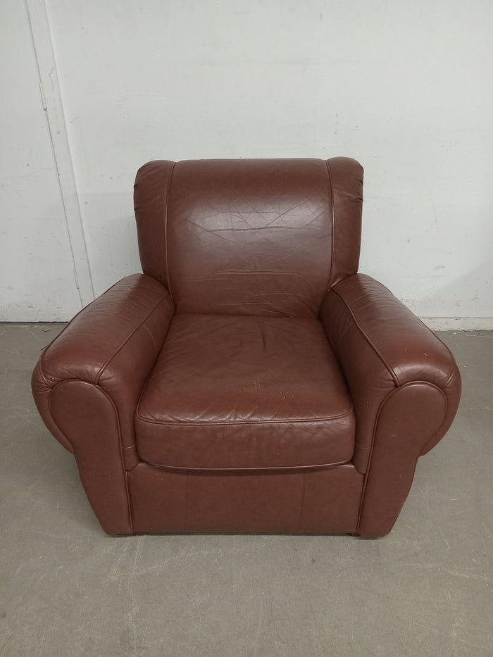 38"W Brown Faux Leather Armchair
