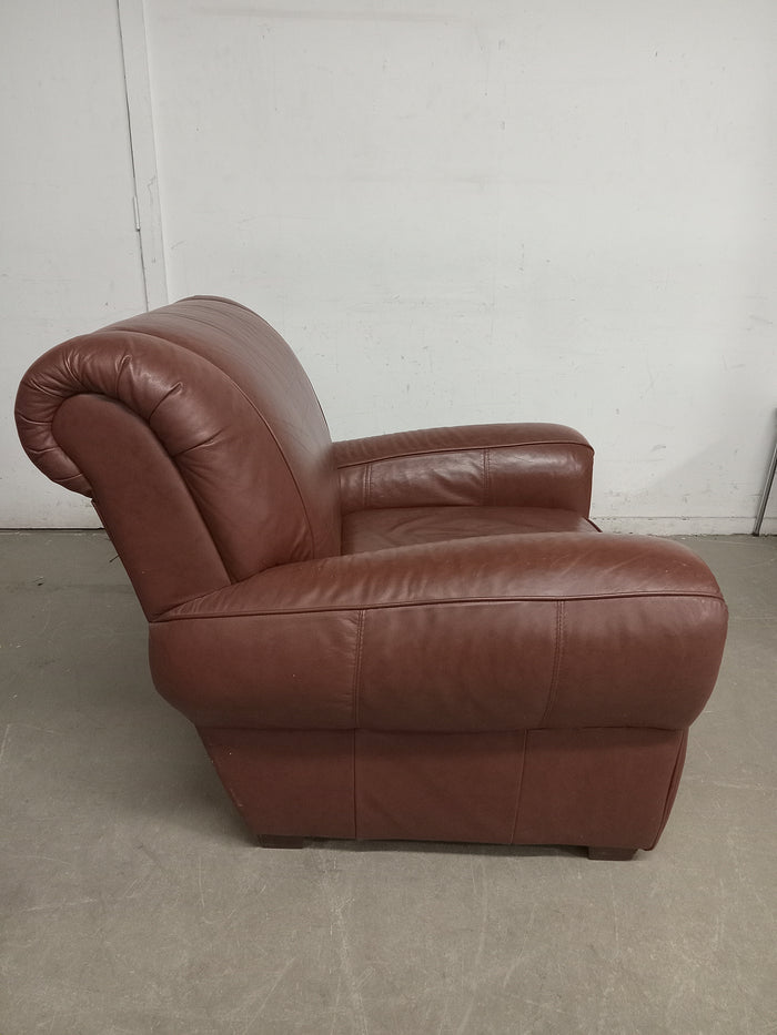 38"W Brown Faux Leather Armchair