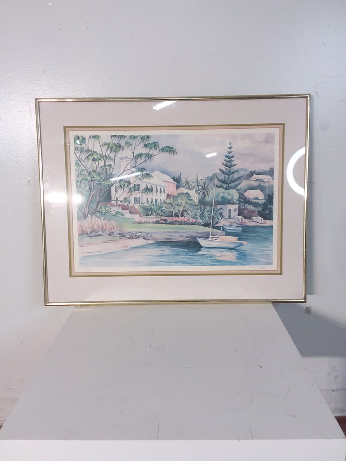 Waterfront Cottage Framed Print