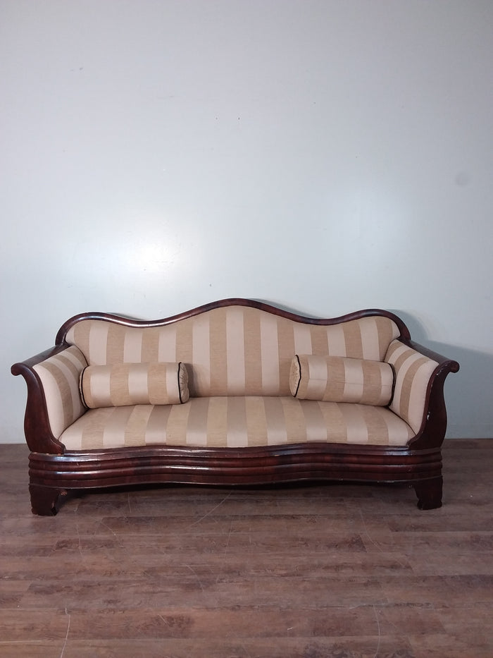 Vintage Brown Striped Sofa