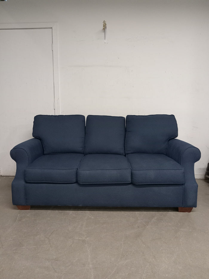 72"W Blue Upholstered Three Seater Sofa