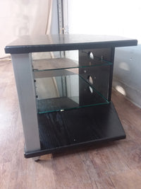 Black TV Stand With Tempered Glass Shelves