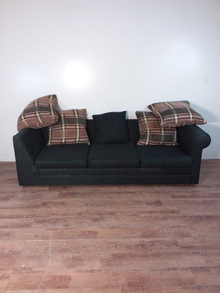 Stitched Coloured Green 3 Seater Sofa