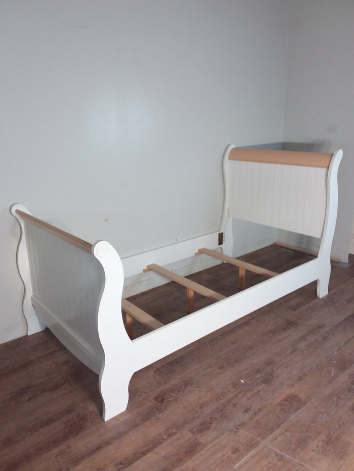 White & Beech Color Single Bed