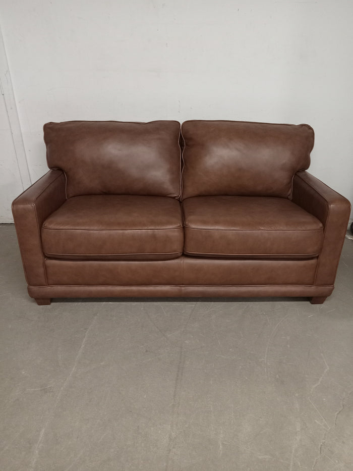 LA-Z-BOY Mahogany Leather Two Seater Sofa 68.5"W