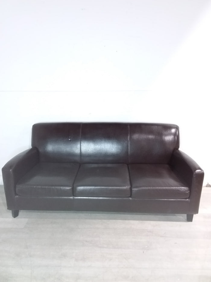 70" Brown Leathered Sofa