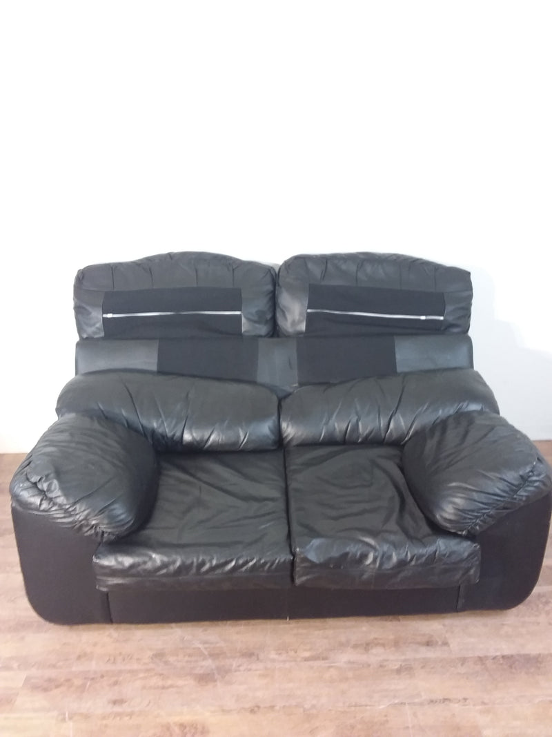 Black Leather Loveseat Sofa