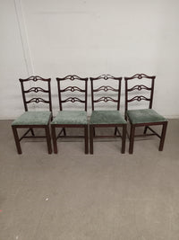 Set of 4 17.5"W Green Seat Wooden Chairs