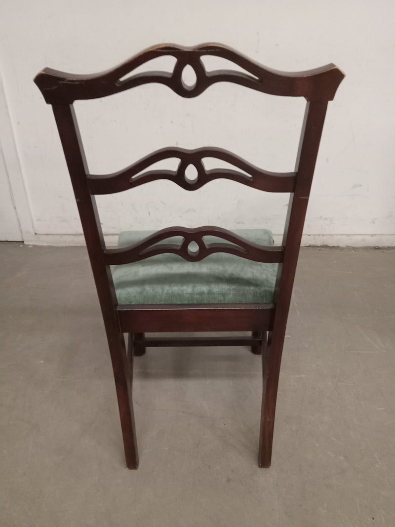 Set of 4 17.5"W Green Seat Wooden Chairs