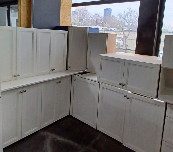 Set of White Kitchen Cabinets