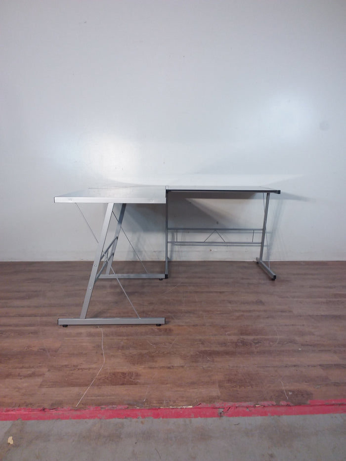 L-Shaped Opaque Glass Desk