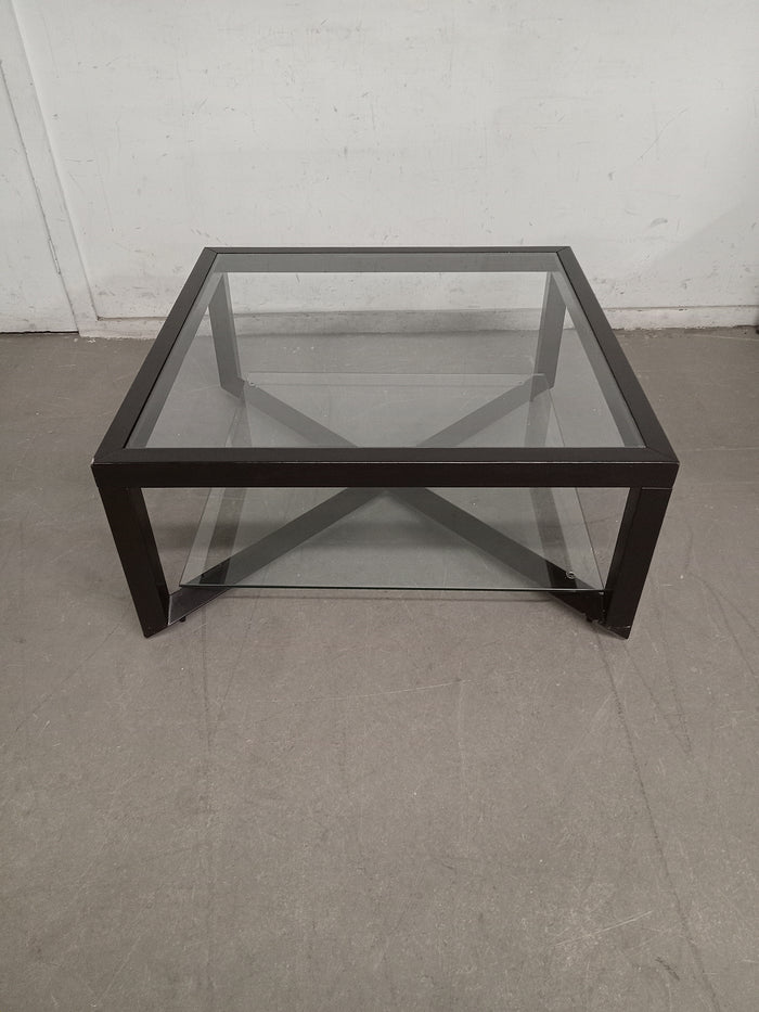 35.5" x 35.5" Two Tier Glass Square Coffee Table