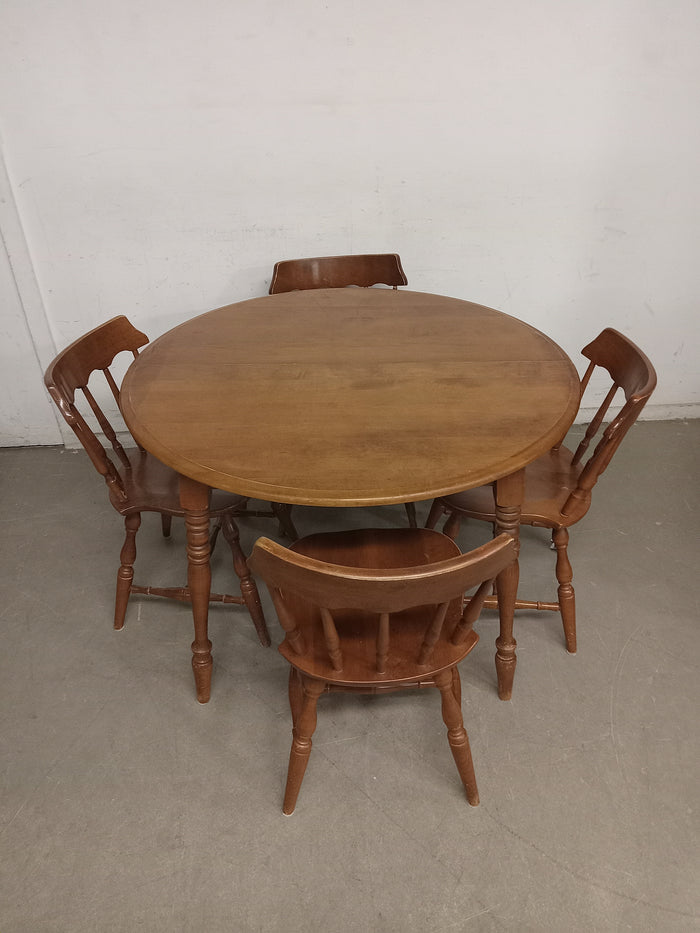 Solid Maple Wood Round Dining Table Set