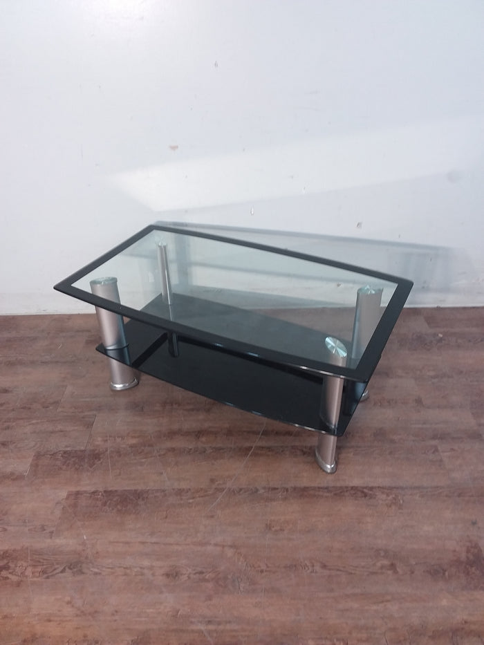 Glass Top Dark Coffee Table