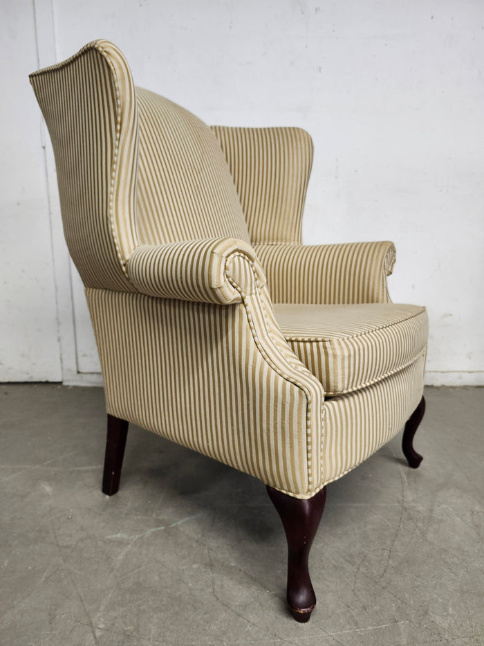 Stripped Wing-Back Arm Chair