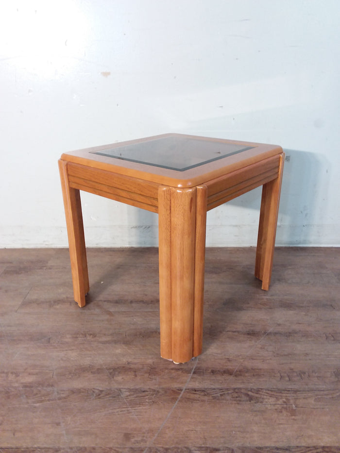 Wood & Glass Top Side Table