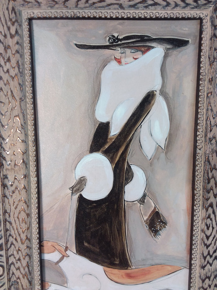 Woman With Hat & Greyhounds Framed Print