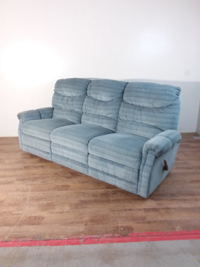 Blue Striped Recliner Sofa